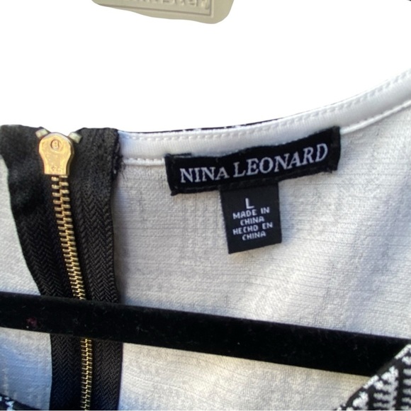 Nina Leopard Black and White Floral Bell Sleeve Mini Dress I Size: L - Picture 3 of 8